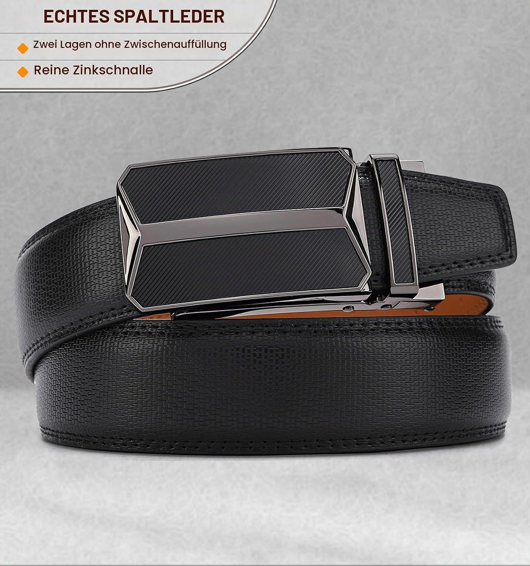BULLIANT Gürtel Herren, Gürtel Ratsche Ledergürtel Automatikschliesse für Herren Anzug Business Klei