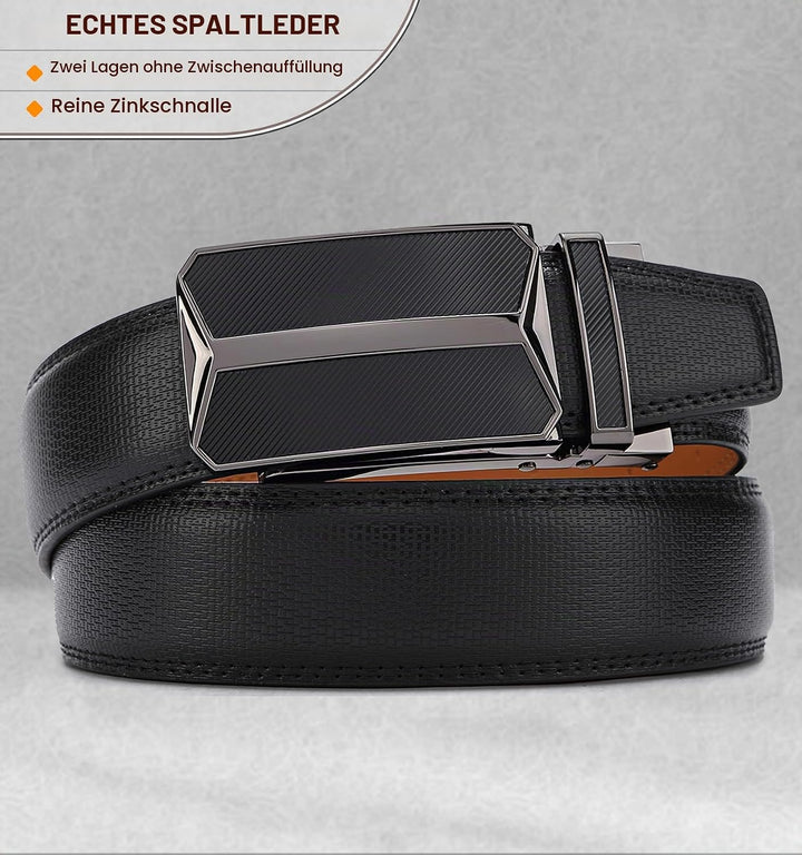 BULLIANT Gürtel Herren, Gürtel Ratsche Ledergürtel Automatikschliesse für Herren Anzug Business Klei
