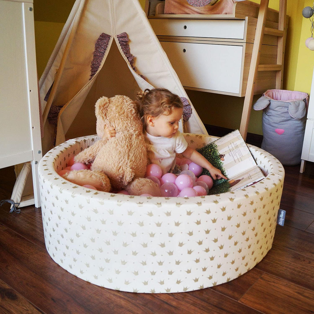 KiddyMoon Bällebad 90X30cm/200 Bälle ∅ 7Cm Bällepool Mit Bunten Bällen Für Junge Babys Kinder Rund,