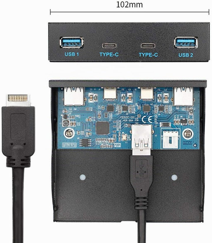 cablecc USB 3.1 Frontpanel Header auf USB-C & USB 3.0 HUB 4 Ports Frontpanel Motherboard Kabel für 3