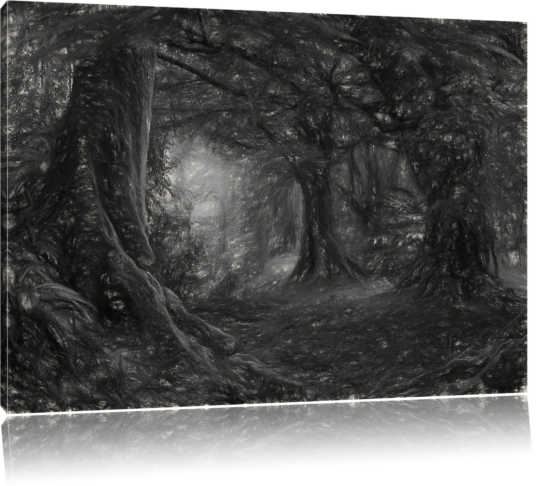 Pixxprint Dschungel im Regenwald / 100x70cm Leinwandbild bespannt auf Holzrahmen/Wandbild Kunstdruck