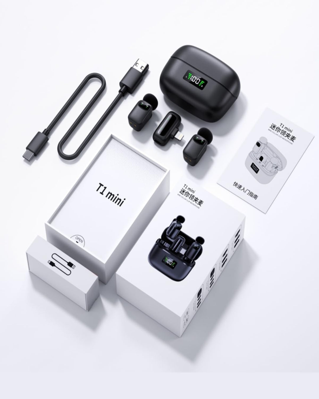 Mini Wireless Lavalier Mikrofon für iPhone/Android, Ansteckmikrofon mit Rauschunterdrückung, AI Voic