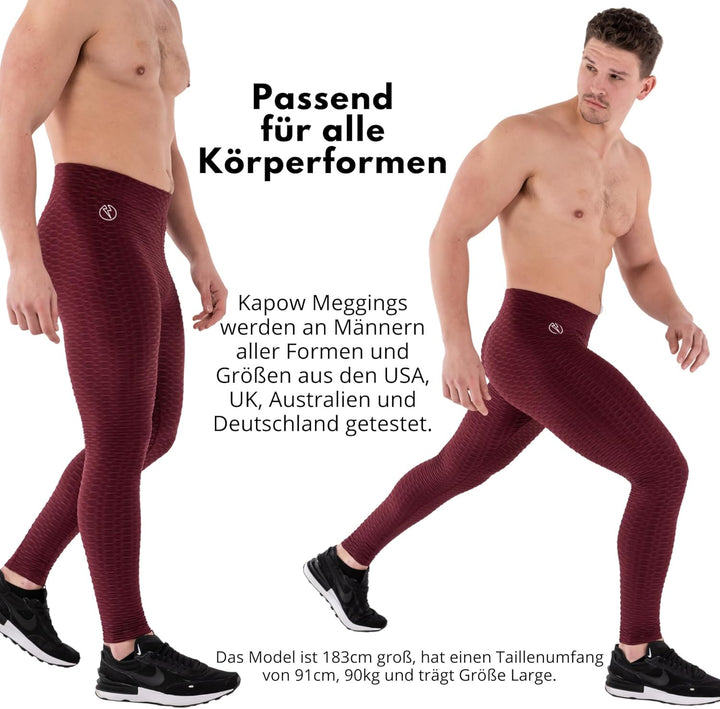 Kapow Meggings für Herren 'Supreme Range': Deluxe Kompressionsleggings mit Taschen für Streetstyle,