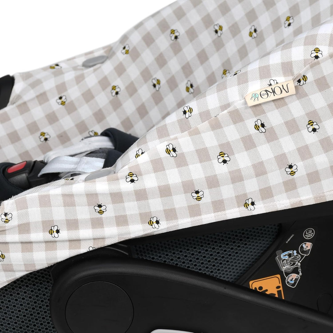 JYOKO Kids Bezug kompatibel mit Maxi Cosi Pebble 360 Y FamilyFix 360, aus Baumwolle (Picnic Vichy) P