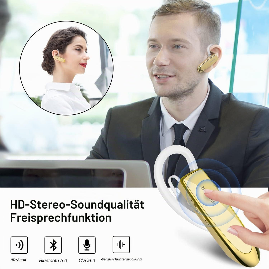 New Bee Bluetooth Headset Wireless Freisprech Telefon Bluetooth-Headset mit Mikrofon für iPhone Sams