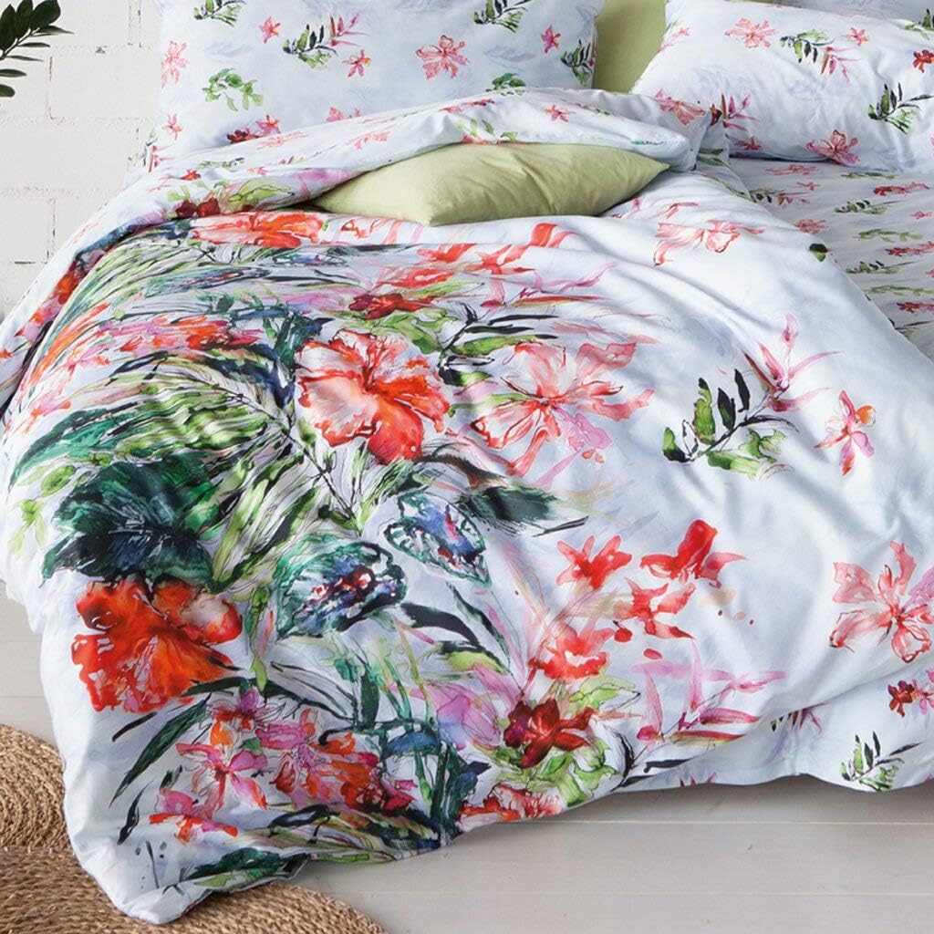 ESTELLA Mako Satin Bettwäsche Sarah bleu 135x200 cm + 80x80 cm + 40x80 cm, 135x200 cm + 80x80 cm + 4