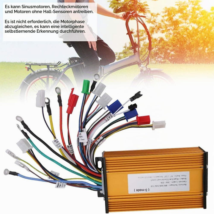 E-Bike Brushless Speed Motor Controller 12 Tube Three-Mode Sinusoid für Elektroroller 48V 60V 64V 72