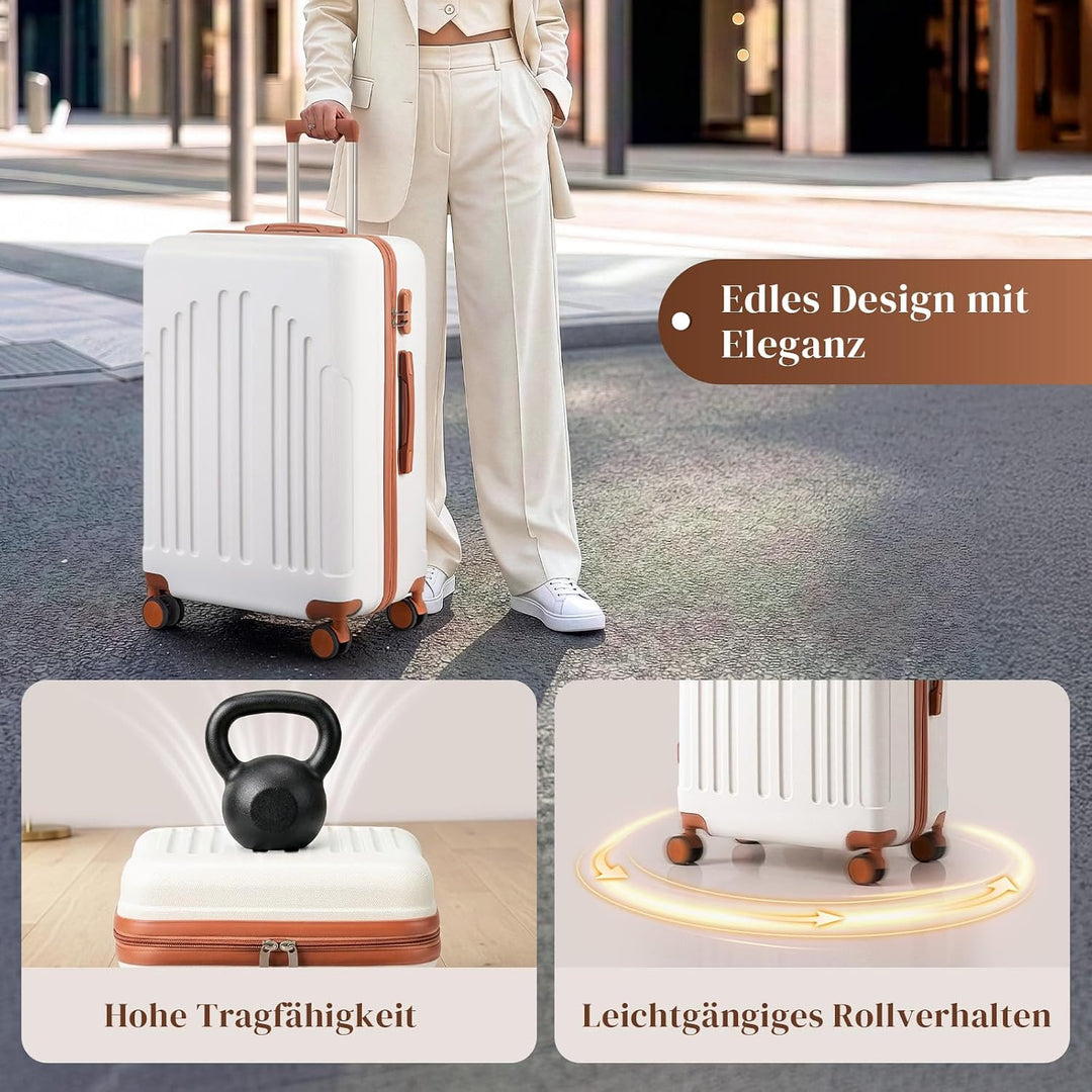 LALAHO Kofferset 4 teilig Hartschale, Reisekoffer mit Rollen Gross, Koffer Set 4 Stück aus ABS, Hand