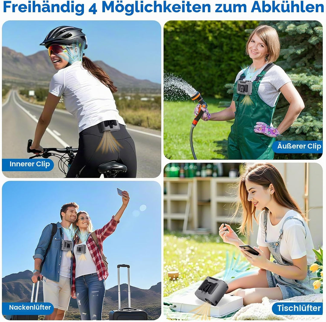 Taillen Ventilator 14800mAh 40H, Tragbarer Ventilator Wiederaufladbar, 5 Geschwindigkeiten 16000U/mi