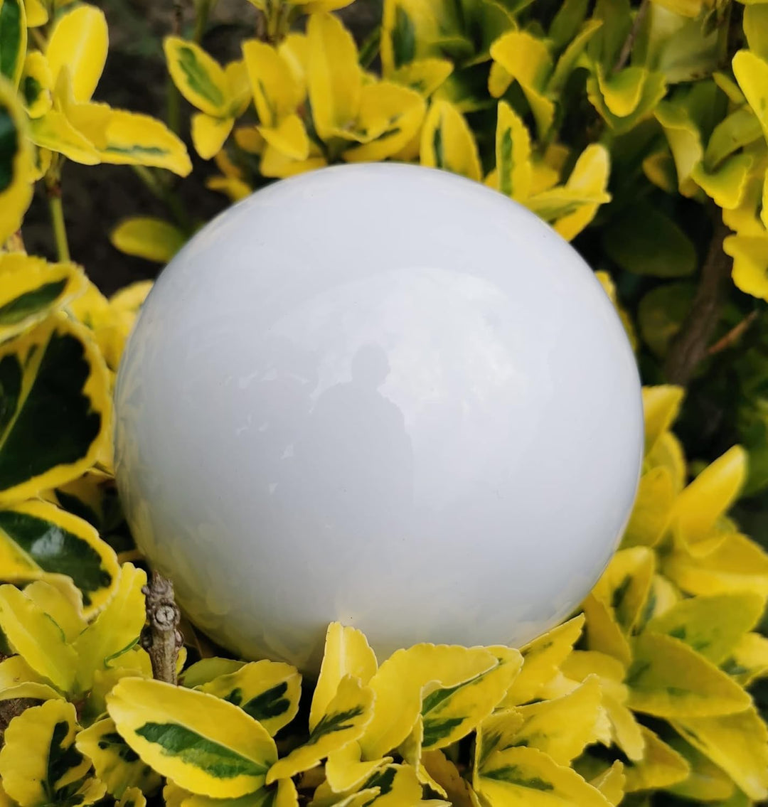 Dekokugel weiss poliert 3er Set 15-15-10 cm aus Edelstahl Kugel Dekorationskugel Gartenkugel