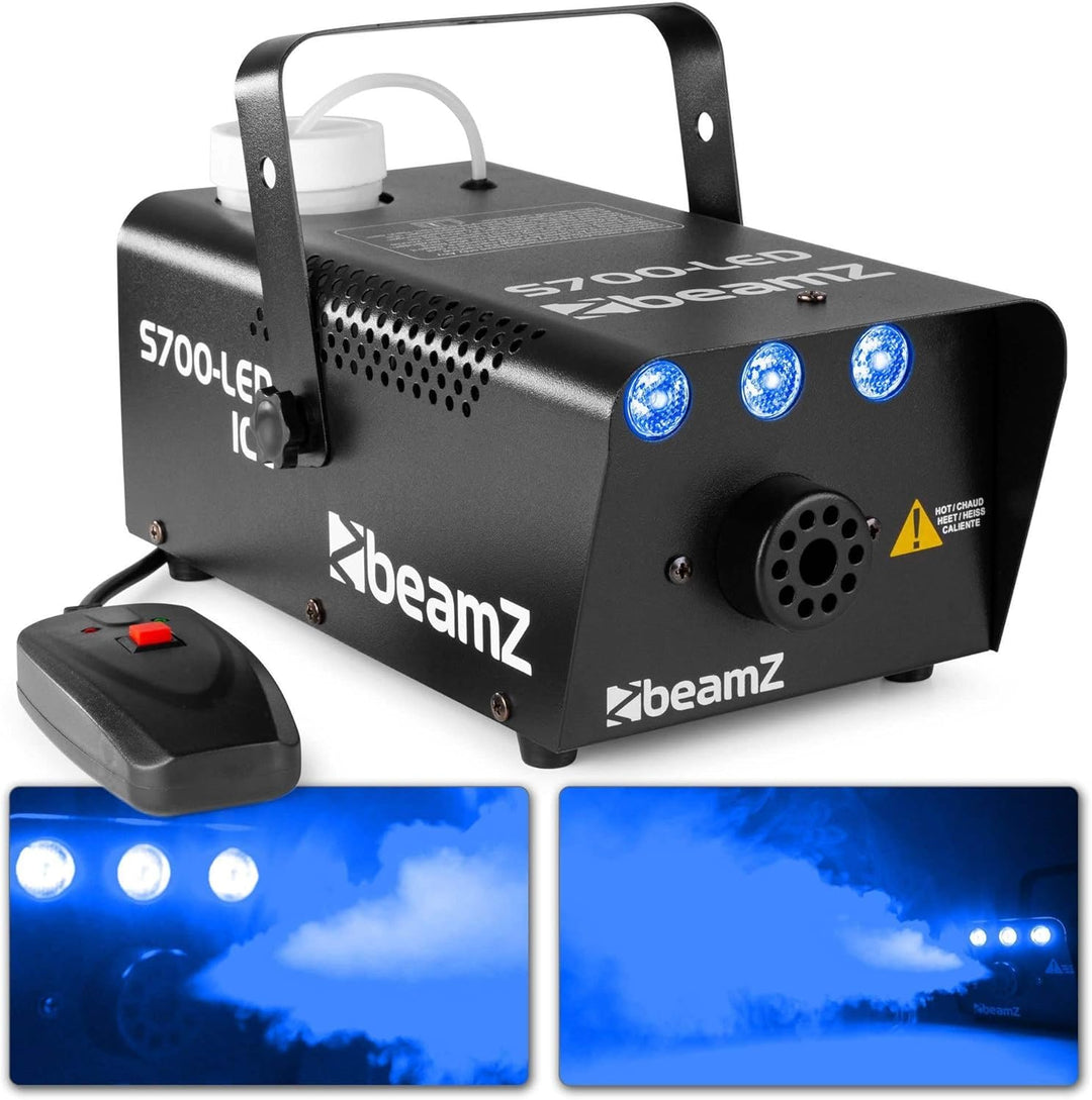BeamZ S700-LED Ice Mini Nebelmaschine mit Lichteffekt in Blau, 700 Watt, Party Rauchmaschine, Fog Ma