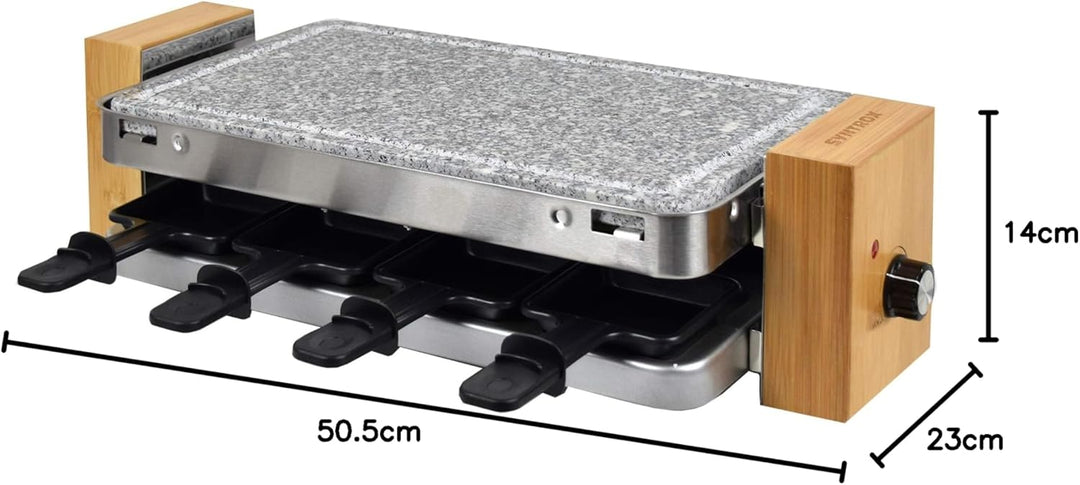 Syntrox Germany RAC-1500WB Lugano Raclette mit 4 Platten mit antihaftbeschichteter Grillplatte und N