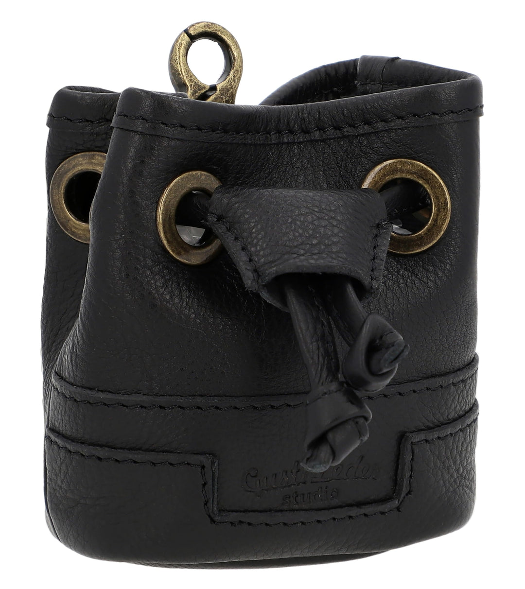Gusti Leder Leckerlitasche Alaric - Futterbeutel Hund Vierbeiner Schwarz Leder