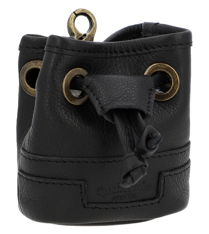 Gusti Leder Leckerlitasche Alaric - Futterbeutel Hund Vierbeiner Schwarz Leder