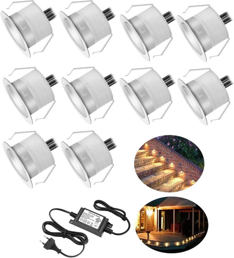 10er Set LED Terrassenbeleuchtung Einbaustrahler Bodeneinbauleuchte Bodenstrahler Aussen Ø31mm DC12V