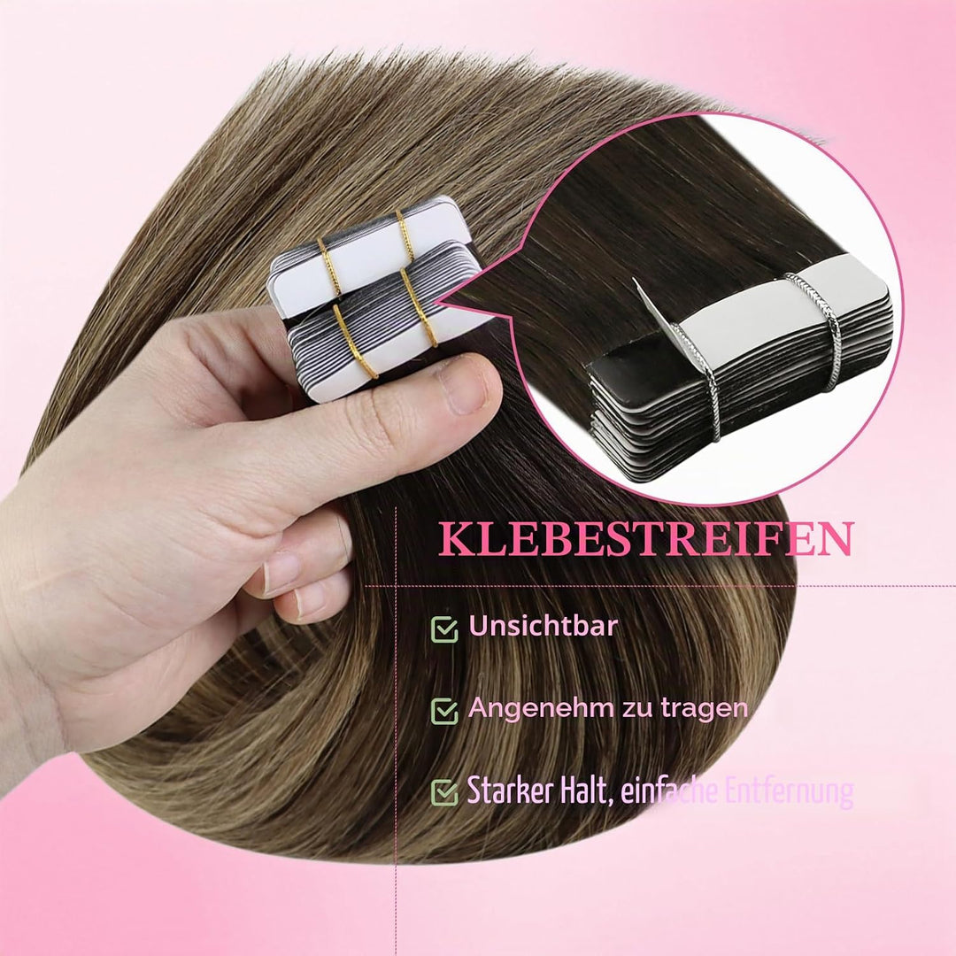 YoungSee Echthaar Extensions Tape Ombre Tape in Extensions Echthaar Kurz 30 cm Tape Haarverlangerung