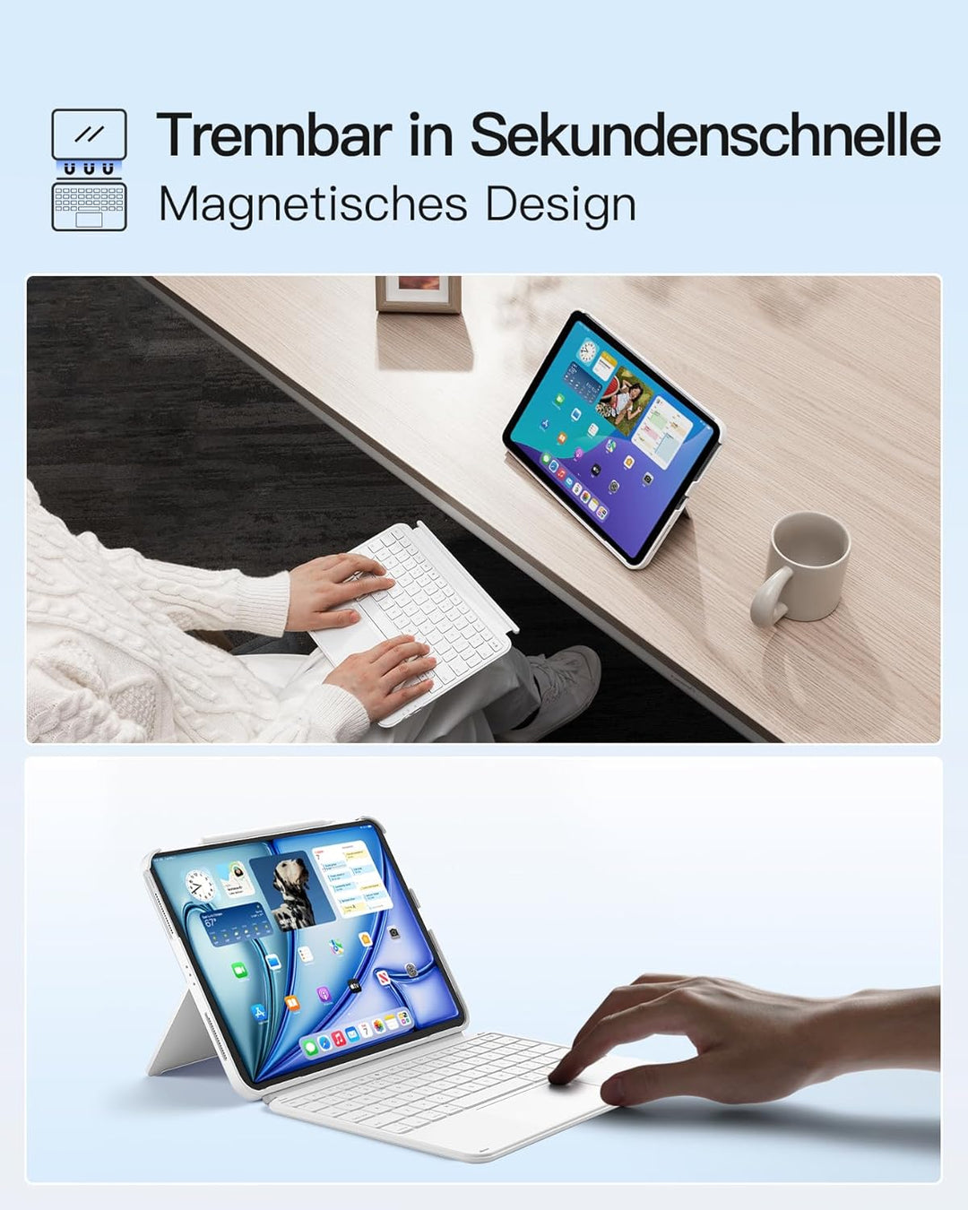 Inateck Hülle mit Tastatur,Ultraleichte Tastatur für iPad 10/11 Generation A16 2025 11 Zoll,iPad Air