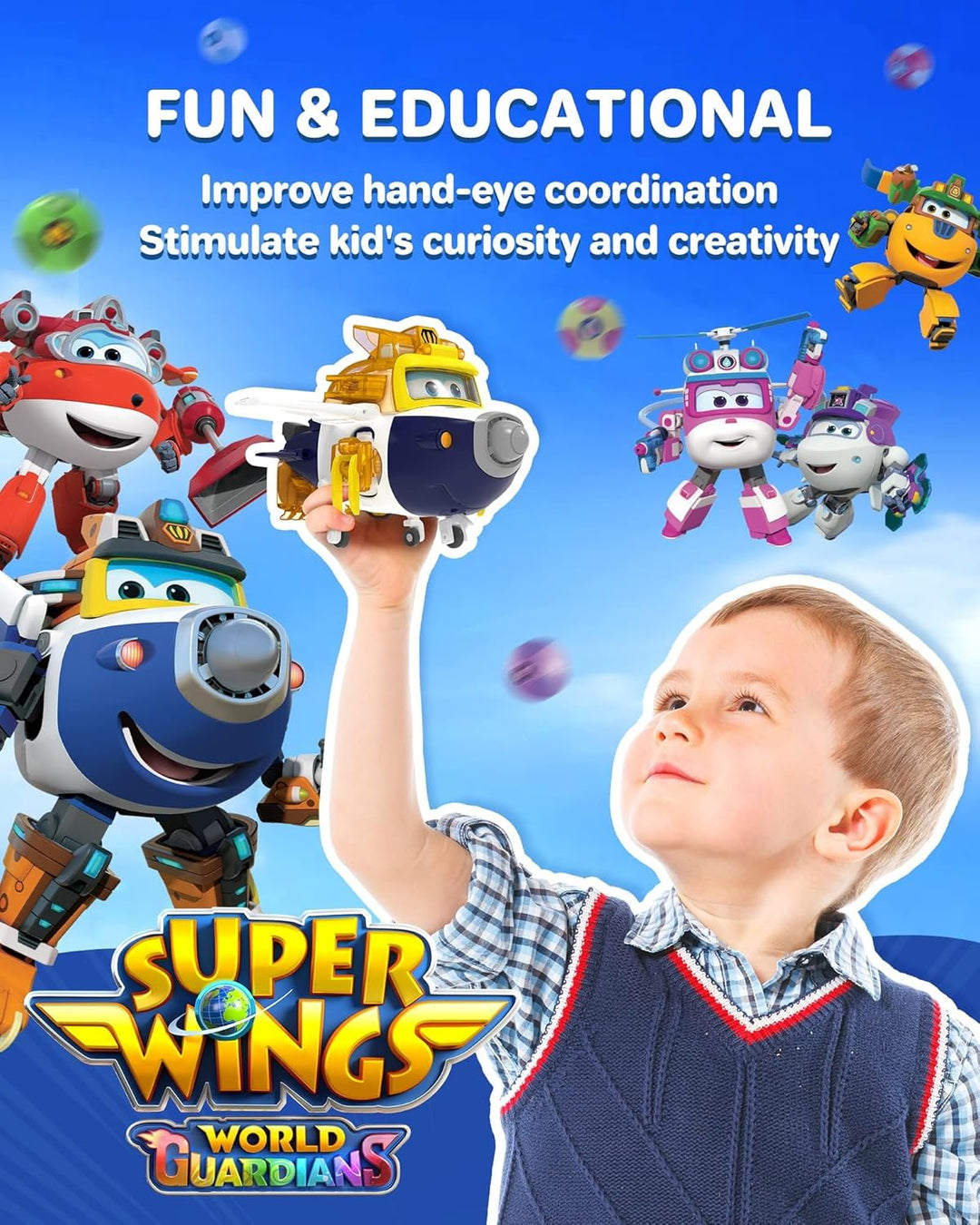 Super Wings EU760965 - Transforming Paul & Animal Power Ball, ca. 12,7 cm grosse verwandelbare Spiel