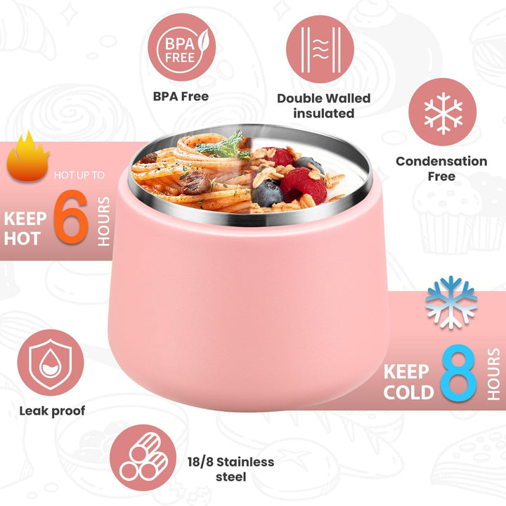 Itslife Thermobehälter für Essen 420ml, Warmhaltebehälter Essen Edelstahl mit Schnallendeckel und Lö
