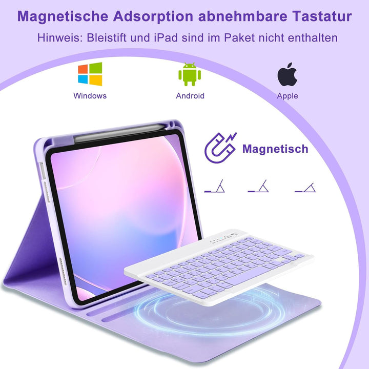 MMK Hülle mit Tastatur für iPad 10 Generation 2022(11/10.9 Zoll)/A16 11 Generation 2025, Abnehmbare