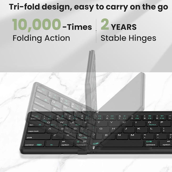 Nillkin Faltbare Bluetooth Tastatur mit Touchpad, kabellose Wiederaufladbare Klapptastatur mit Ziffe