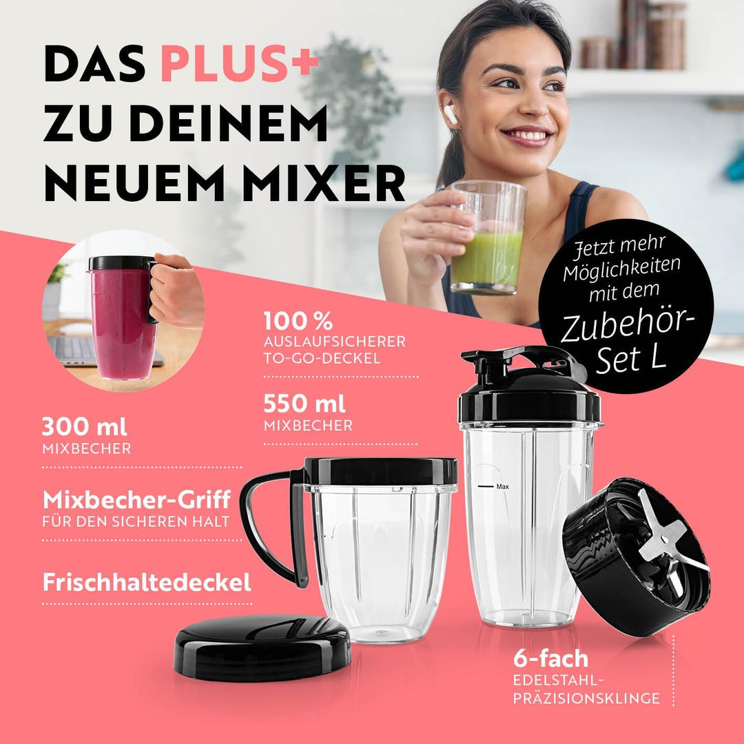 GOURMETmaxx Nutrition Mixer 1000 Watt | Smoothie Maker mit to go Deckel | Standmixer mit Mixbecher &