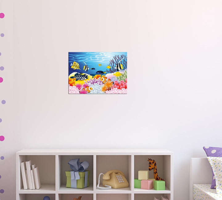 Bilderdepot24 Bild auf Leinwand | Kinderbild - Leben im Meer - Cartoon in 70x50 cm als Wandbild | Wa