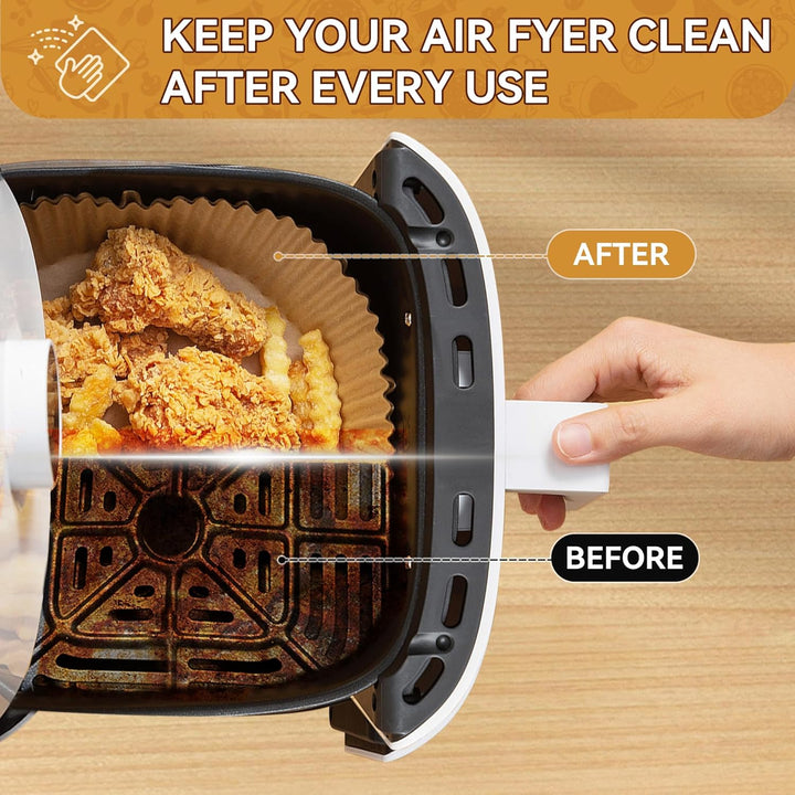 100 Stück Backpapier für Heissluftfritteuse, Rund 20cm BPA-Free Airfryer Backpapier Paper für Heissl