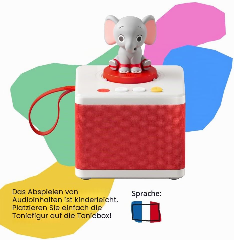 FABA-Geschichtenerzähler – Audio-Box mit Klangfigur „Ele, der Elefant“ – Lernspielzeug, Französische