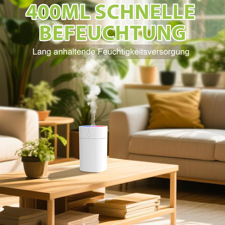 Tragbare Mini-Luftbefeuchter für Schlafzimmer, 400 ml Aromadiffusor für zu Hause, persönlicher Tisch