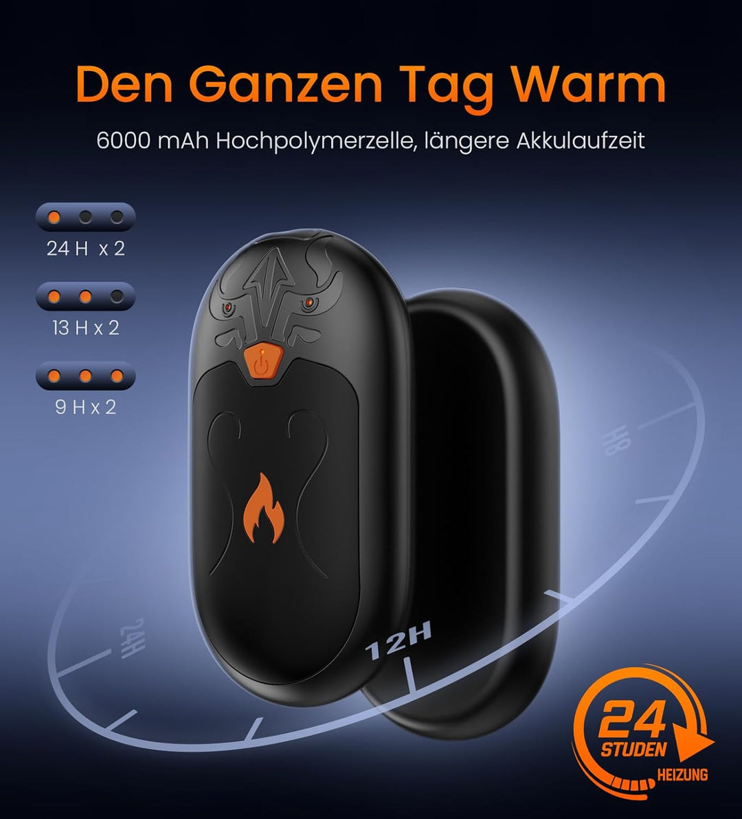 Handwärmer Wiederaufladbar 8000mAh, 2 Pack Handwärmer Elektrische mit 24 Stunden Wärme, Tragbarer Ta