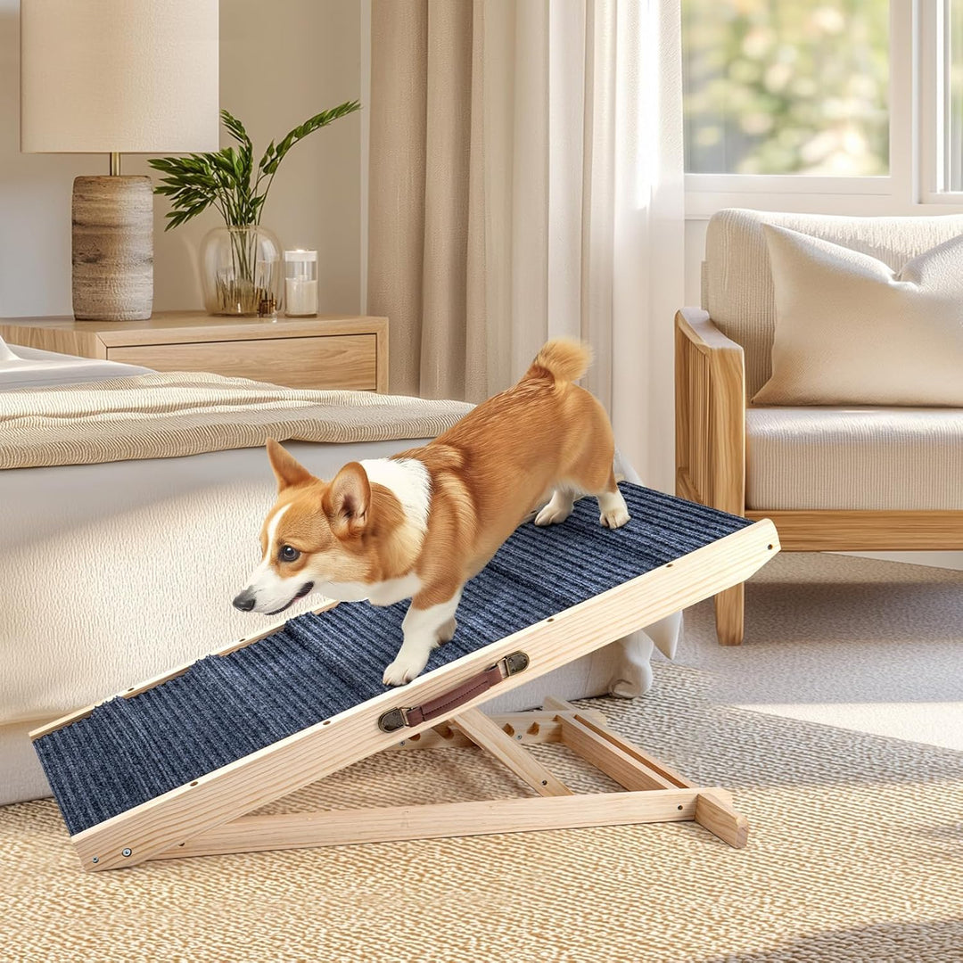Hunderampe Klappbare Hunderampe aus Holz HöHenverstellbar 30-60cm rutschfeste Haustiertreppe Für Hun