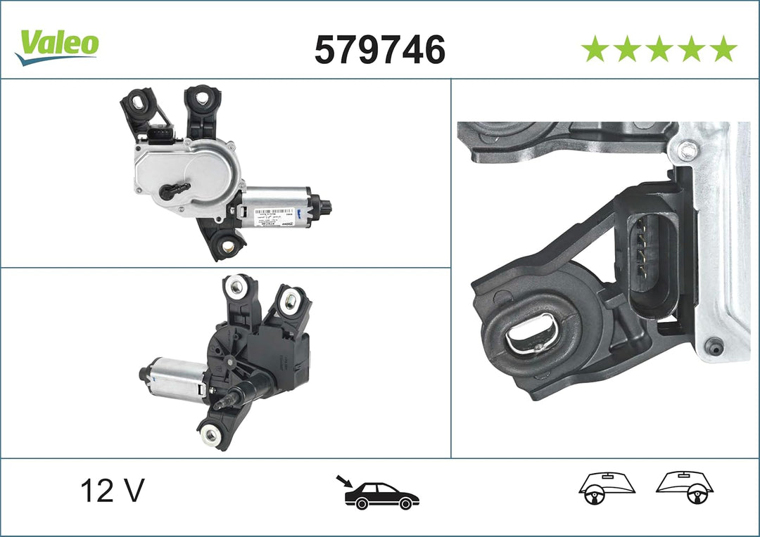 VALEO 579746 Wischermotor VALEO Heckwischermotor 579746 VOLKSWAGEN TIGUAN 5N