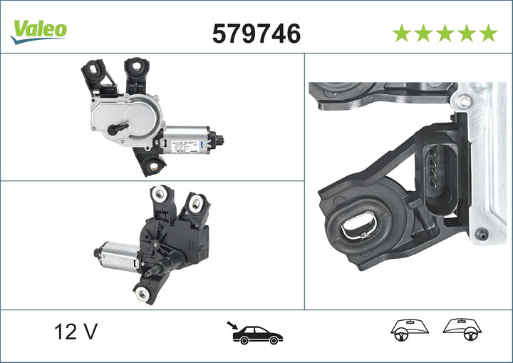 VALEO 579746 Wischermotor VALEO Heckwischermotor 579746 VOLKSWAGEN TIGUAN 5N