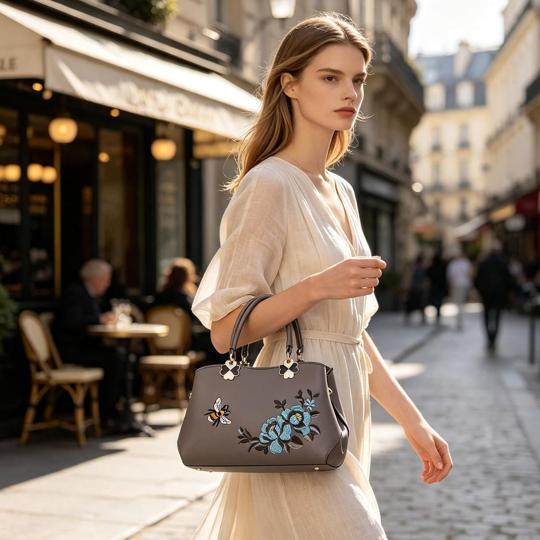 NICOLE&amp;DORIS Handtaschen Damen Mode Schultertasche Geldbörse Retro Umhängetasche Frau Tote Stickerei