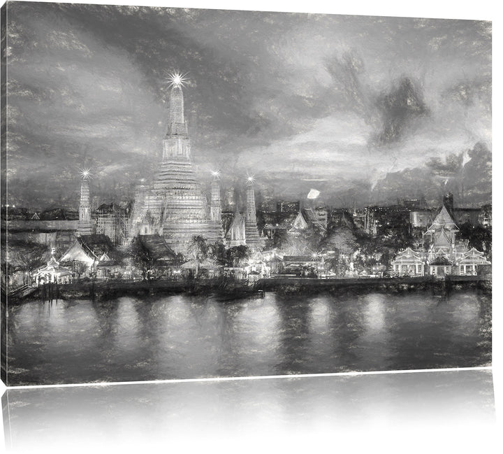 Pixxprint Tempel Bangkok Thailand als Leinwandbild/Grösse: 100x70 cm/Wandbild/Kunstdruck/fertig besp