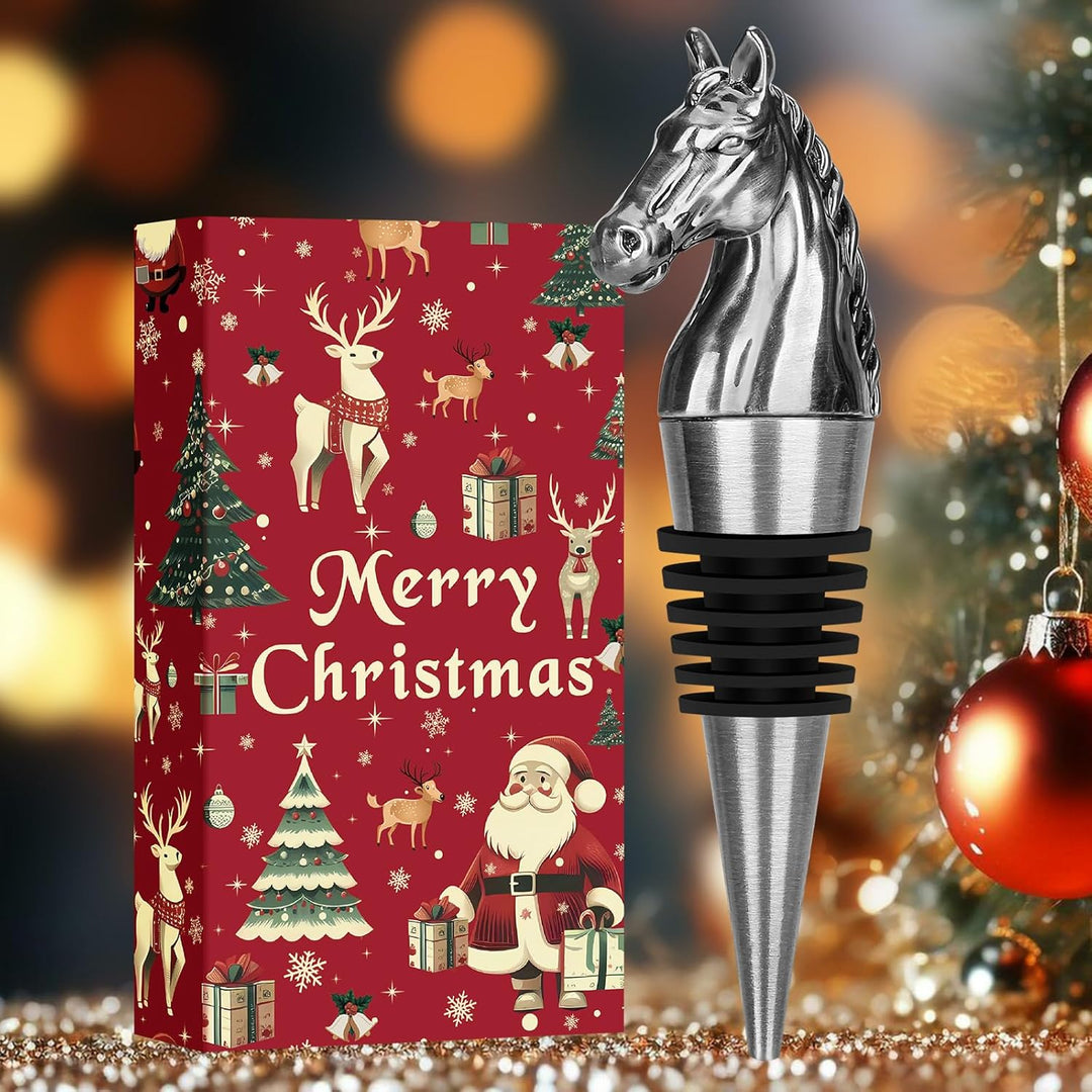 LULLEA Weihnachtsgeschenke Verpackt Pferd Weinflaschenverschluss, Weihnachtsgeschenke Pferde Geschen