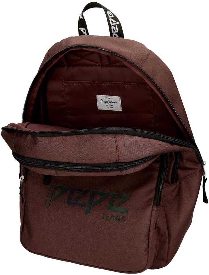 Pepe Jeans Osset Doppelfach-Rucksack Braun 31x46x16 cms Polyester 21.39L Braun Doppelter Rucksack, B