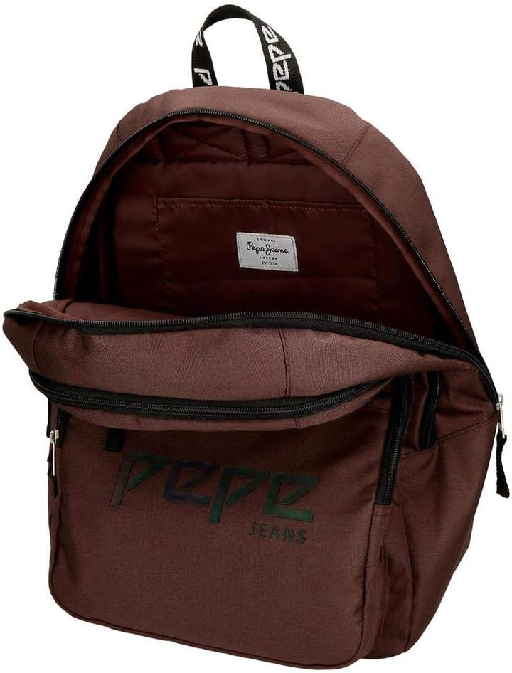 Pepe Jeans Osset Doppelfach-Rucksack Braun 31x46x16 cms Polyester 21.39L Braun Doppelter Rucksack, B
