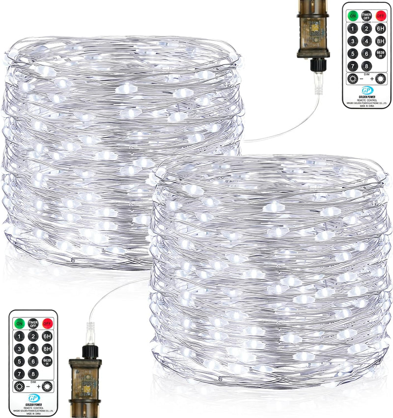 Vacoulery Lichterkette Innen mit Stecker, 2 Stück 15M 150LED Lichterkette Aussen mit Timer Fernbedie