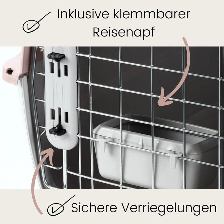 2er Set Transportbox IATA Flugbox Flugzeug Hundebox Hunde Transportbox Katze Gross für 2 Tiertranspo