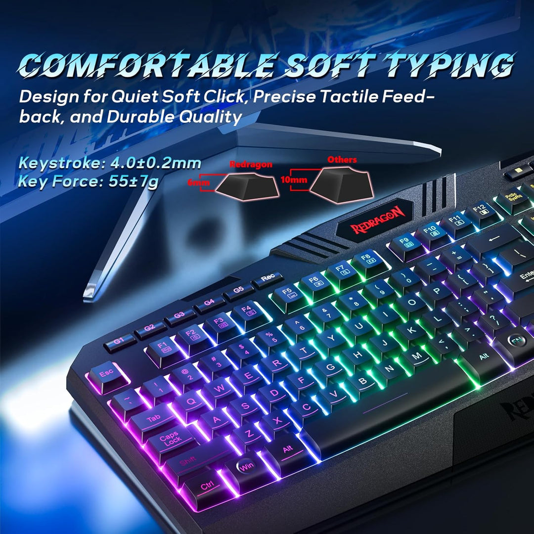 Redragon S101 Gaming Tastatur und Maus Set, QWERTZ DE-Layout, RGB Hintergrundbeleuchtung Beleuchtete