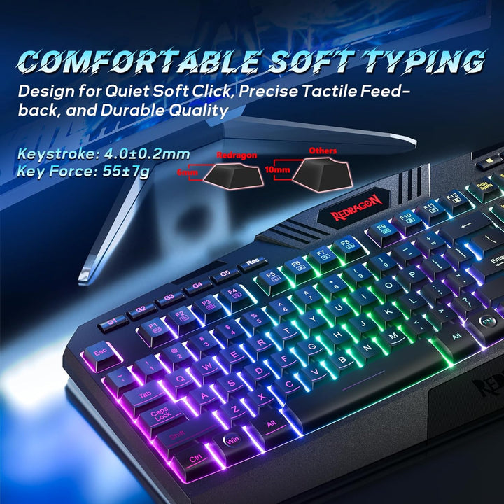 Redragon S101 Gaming Tastatur und Maus Set, QWERTZ DE-Layout, RGB Hintergrundbeleuchtung Beleuchtete