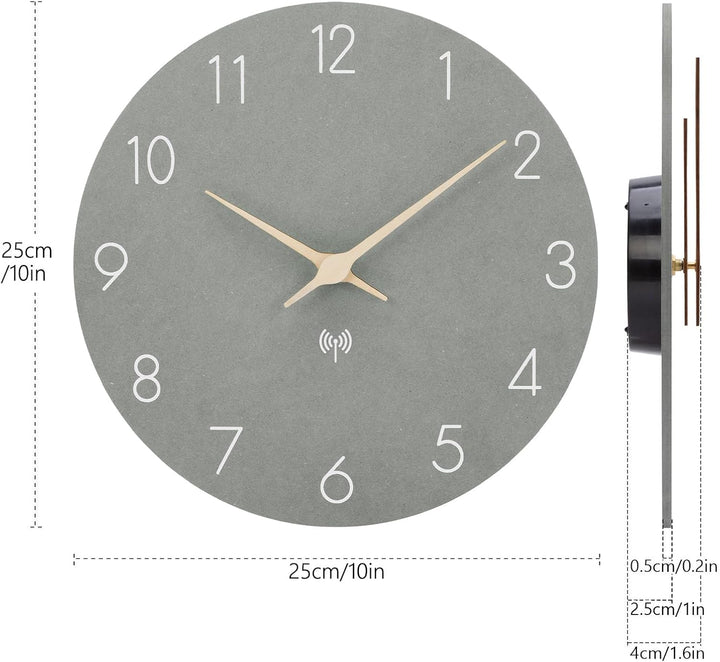 Wanduhr Funk MDF Holz Wanduhr Ohne Tickgeräusche Lautlos 25cm Quarz Batterie Gross Einfach zu Lesen