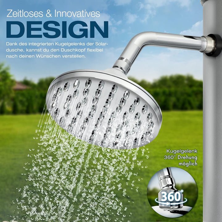 tillvex Solardusche 20 Liter inkl. Schutzhaube | Solar Garten-dusche warmes Wasser | Pooldusche Camp