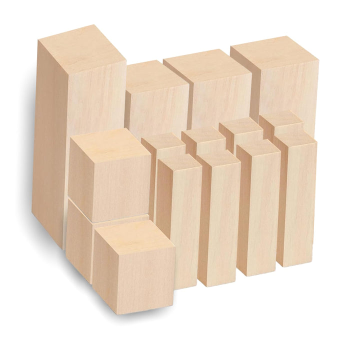 Lindenholz Schnitzholz, 15 Stück Holzblöcke zum Schnitzen, Schnitzholz Set, Holzblöcke zum Basteln,