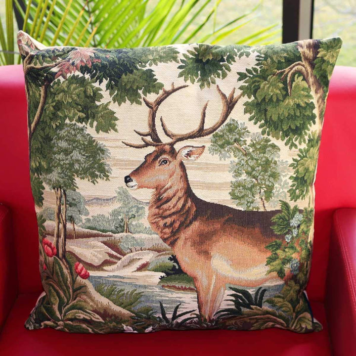 440s Gobelin Kissen Hirsch am Fluss ca. 45x45cm | MM-EVKSSHR | 8716522067163