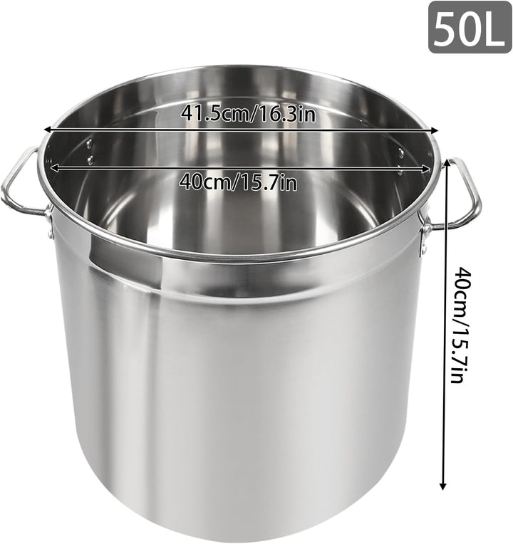 50L Kochtopf, Edelstahltopf mit Deckel, Suppentöpfe mit Grossem Fassungsvermögen, Camping Kochtopf,