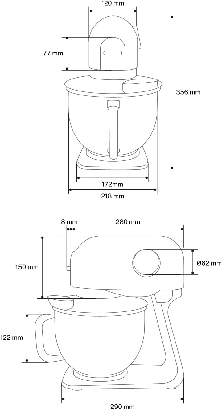 CREATE/DOWNMIX RETRO/Küchenmaschine mit kreisendem Planet-Rührwerk Grün-Sage / 6 Geschwindigkeiten,