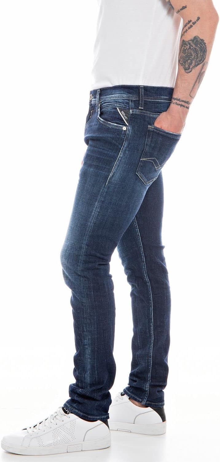 Replay Herren Jeans Jondrill Skinny-Fit Aged 40W / 34L Dark Blue 007-1, 40W / 34L Dark Blue 007-1